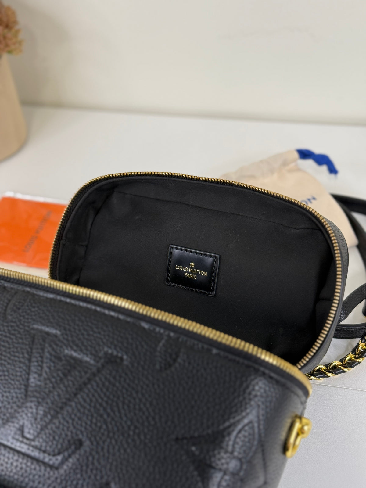 Sleek Black Imprint Shoulder Bag