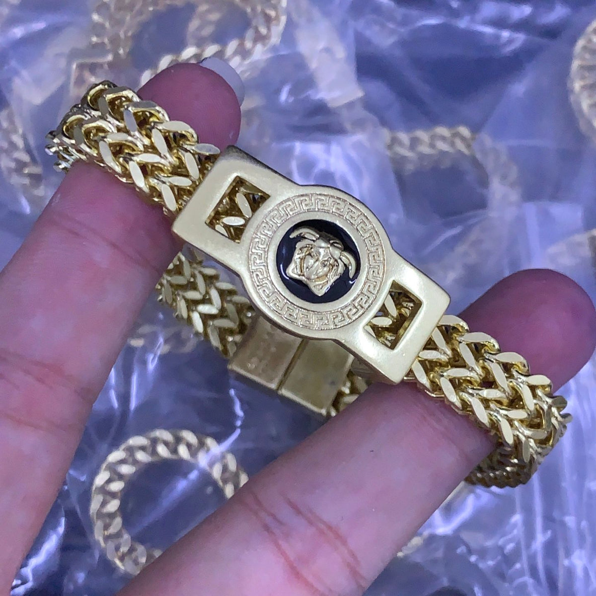 Luxurious Wide Gold-Plated Weave Bracelet