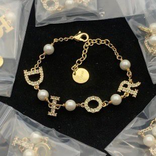 Elegant Pearl and Crystal Letter Charm Bracelet