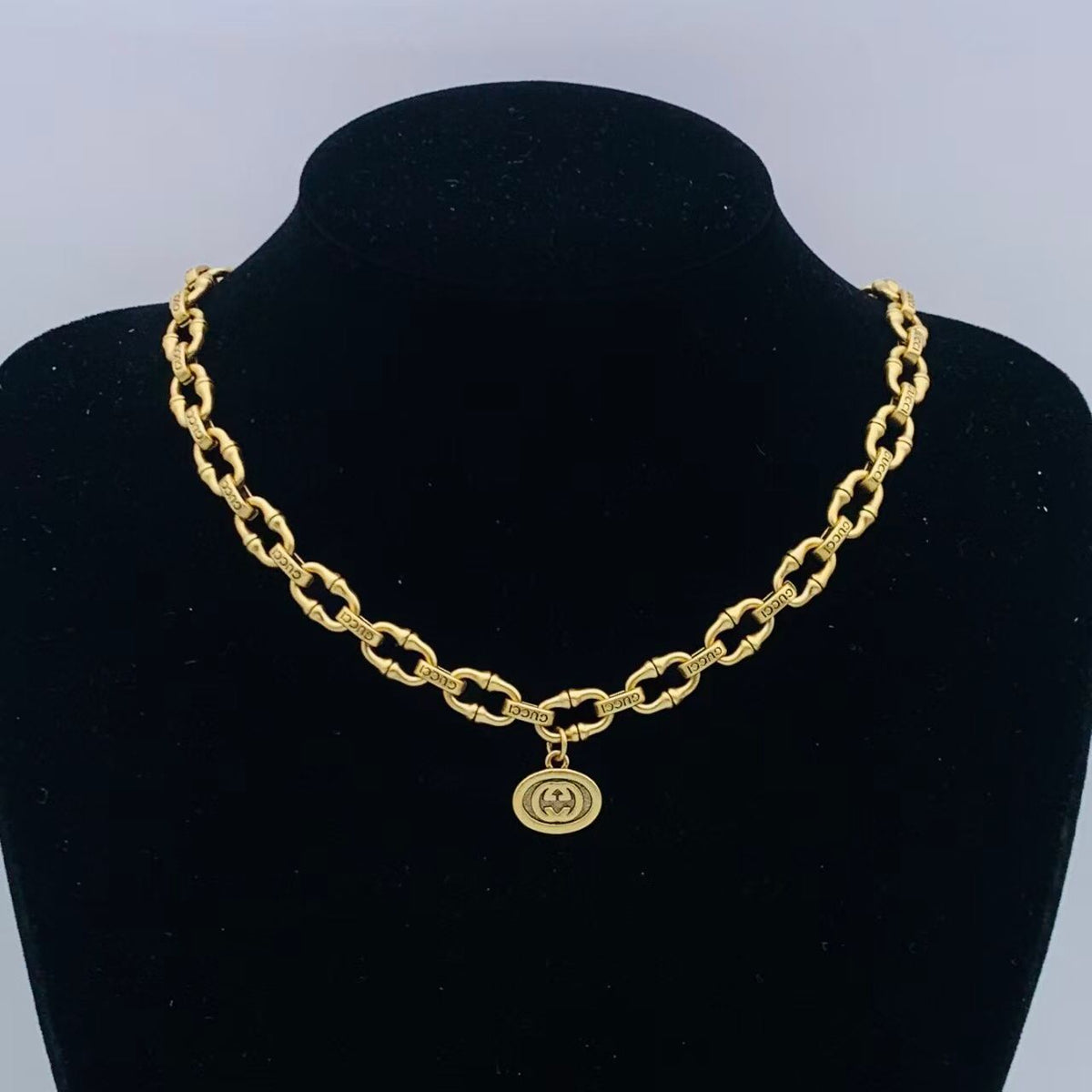 Vintage-Style Engraved Statement Link Collar Necklace