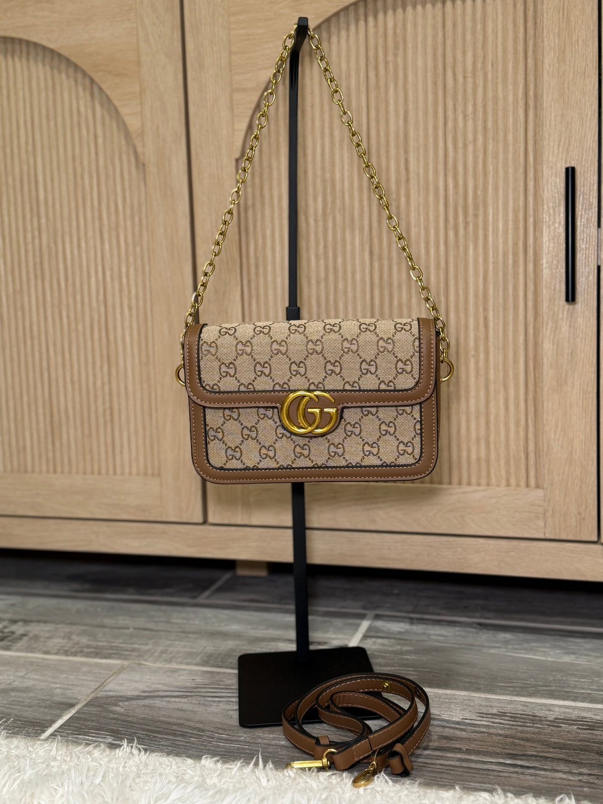 Contemporary Chic Gold GG Shoulder Bag