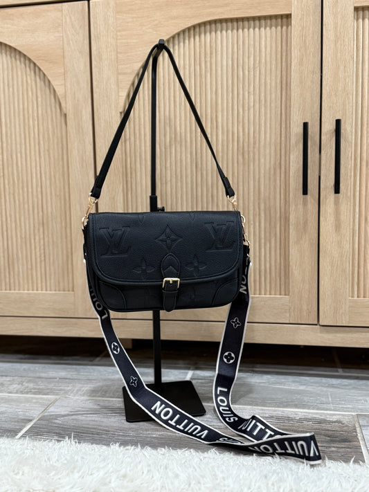 Chic Embossed Logo Shoulder Bag