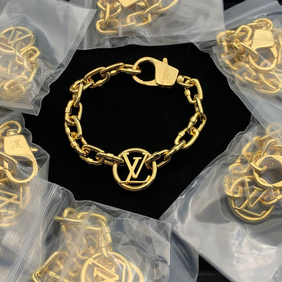 Designer-Inspired Monogram Circle Chain Bracelet