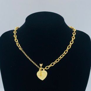 Chic Gold-Plated Heart Lock and Arrow Toggle Necklace