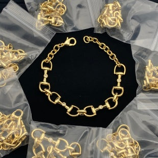 Gold Plated Equestrian Horse Bit Chain Bracelet