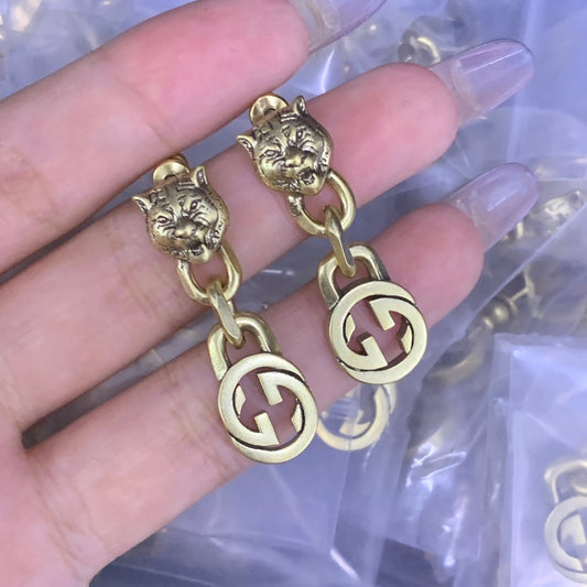 Modern Contemporary Gold Dangle Earrings