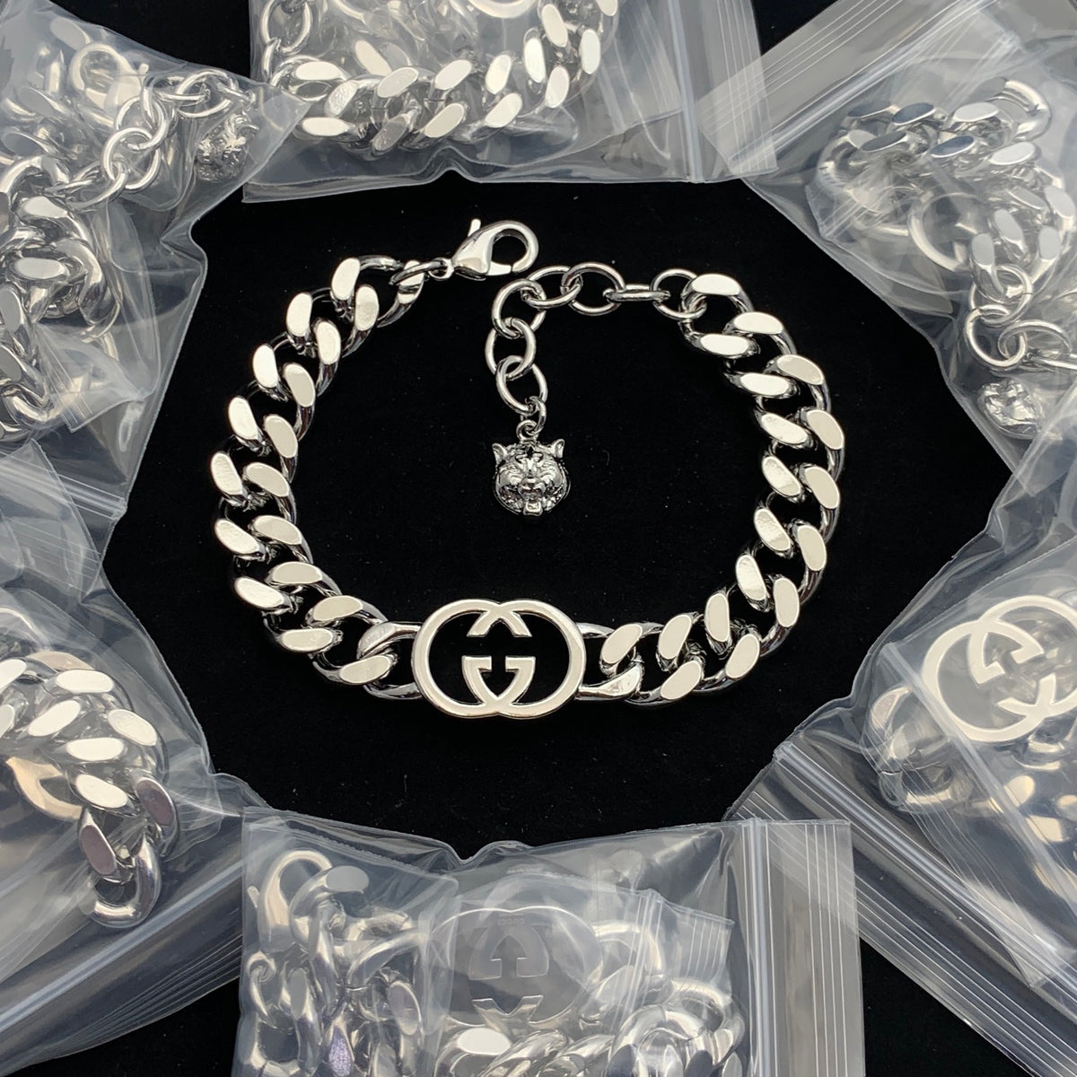 Luxurious Heavy Chain Bracelet with Signature Charm