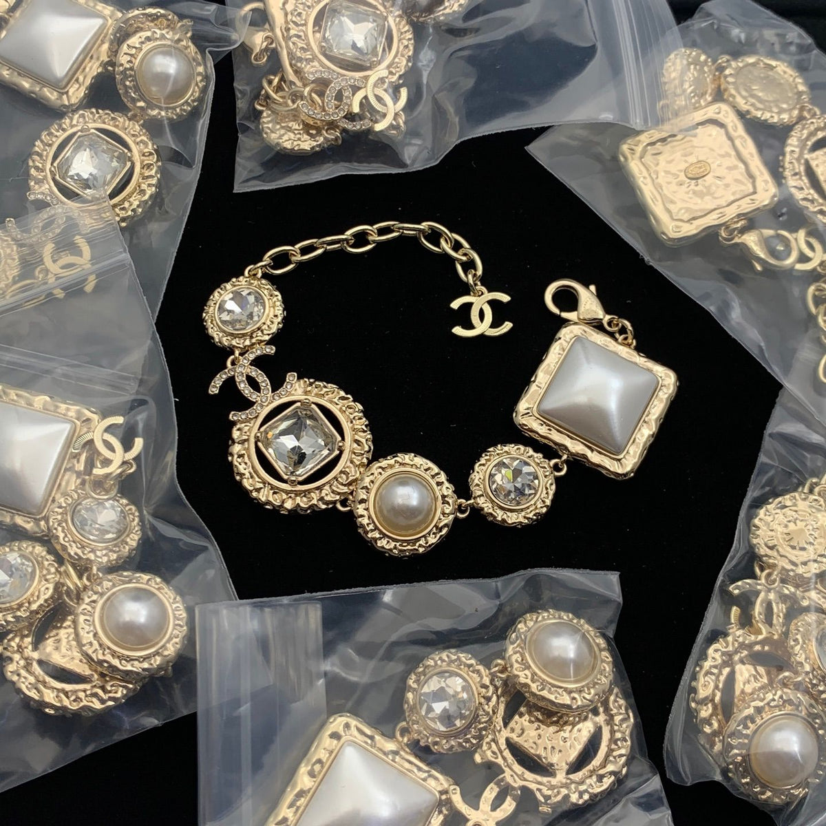 Opulent Gold-Tone Charm Bracelet