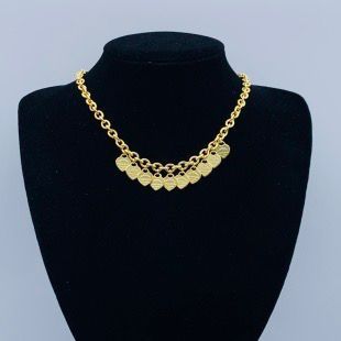Charming Tiered Gold-Tone Heart Dangle Necklace